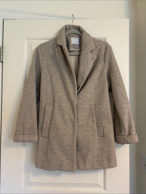 Bershka Tan Herringbone Pea Coat